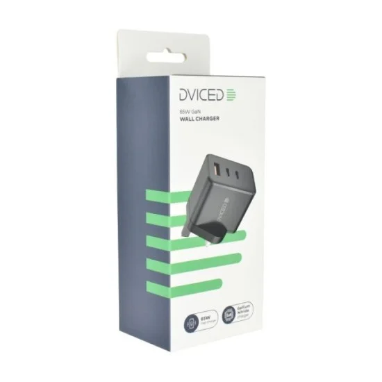 Dviced Wall charger 65W GaN 2 USB-C 1 USB-A UK black